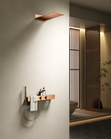Nouvelle Collection 2026 : Ensemble de Douche Mural Luxe Effet Or Rose Brossé 3 Modes avec Pommeau Pluie – Kit Complet