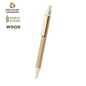 Stylo bille promotionnel classique en papier kraft recyclé, personnalisable avec logo, écologique, avec clip en plastique et bois – Offre spéciale - Product Image 4