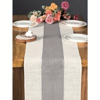 Chemin de table en lin tissé personnalisable à chevrons et blocs de couleur, style rustique campagnard, mariage, style américain, lavable