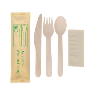 Wholesale <strong>Personalized</strong> 140mm/16cm Luxury Cutlery Set Compostable Biodegradable Disposable Wooden Spoon <strong>Fork</strong> Knife for Parties - Product Image 1