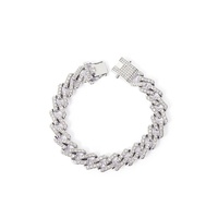 Bracelet chaîne Miami losange 13mm largeur alliage glacé et une rangée de strass Hip Hop