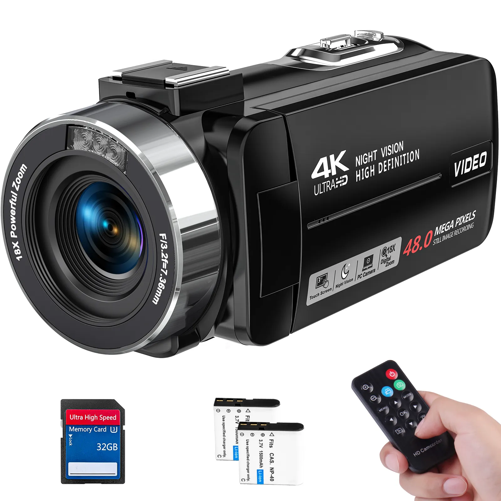 2023 New Style 48MP Digital Live Streaming Camcorder 4K FHD Video Camera for Youtube Vlogging With 3inch Touch Screen