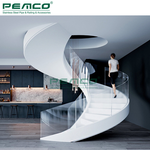 Scala decorativa per interni in vetro curvo usato per scale scale in legno e scale a chiocciola nere di lusso - Product Image 2