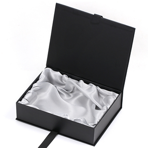 Custom Logo black Wig Packaging Box With Silk Satin Lined Luxury Magnetic Packaging Box For Hair Extension