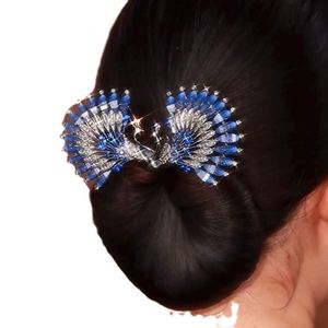 Pince à cheveux artisanale en alliage avec strass et plumes, pour chignon, torsades et coiffures françaises, pour femme - Product Image 6