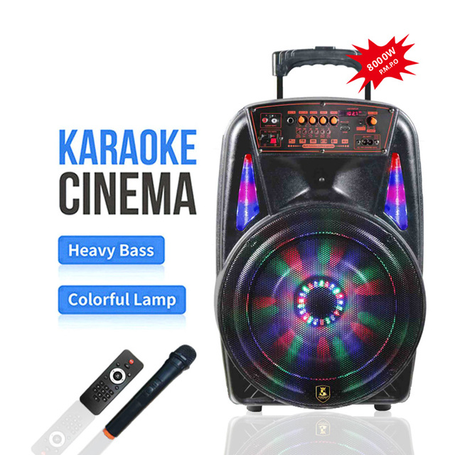 CH-8613 Super Bass 12 Inch Bass Wireless BT Trolley Speaker FM Radio Subwoofer Wireless Karaoke Active Speakers