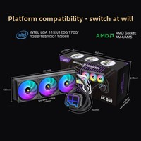 Refroidisseur liquide AIO 360 multiplateforme avec roulement en céramique pour boîtiers PC, conception tout-en-un avec affichage de la température