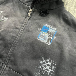 <span class=keywords><strong>Felpa</strong></span> con Cappuccio Personalizzata con Stampa Grafica, Effetto Stone Washed Vintage, Pesante, Foderata in Finta Pelliccia, con Zip, Calda per l'Inverno, Unisex - Product Image 4