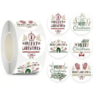 Christmas Kraft Paper Sealing Stickers Roll Stickers Baking Gifts Crafts Holiday Gift Wrapping Decorative Stickers