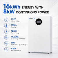 Batterie LiFePO4 certifiée UL1973 16 kWh 51,2 V 314 Ah 8 kW CAN RS485 IP65 pour systèmes de stockage d'énergie (ESS) résidentiels et commerciaux