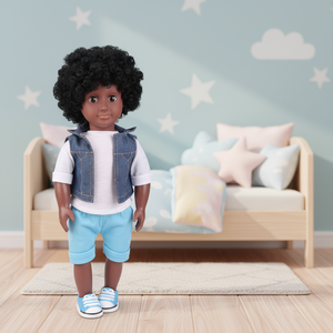 ตุ๊กตาเด็กผู้ชายผมแอฟโฟรสีดำ ขนาด 18 นิ้ว บรรจุใยฝ้าย - Product Image 2