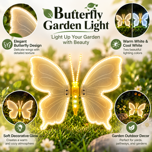 Lampe de jardin papillon LED, décoration extérieure, en alliage d'aluminium, ornement paysager pour les fêtes, blanc chaud, blanc froid - Product Image 4