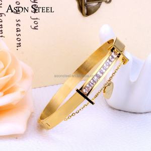 Brazalete de Cristal Asonsteel de Moda, Joyería de Alta Calidad, Brazalete Chapado en Oro Duro para Hombres y Mujeres - Product Image 5