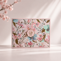 Boîte cadeau rigide magnétique personnalisée à double porte, imprimée de motifs floraux, emballage cosmétique, boîte de rangement pour bijoux