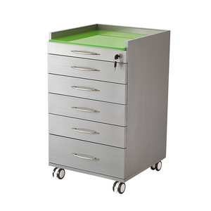 Armoire de rangement mobile pour clinique dentaire, 6 tiroirs, acier inoxydable avec dessus en plastique, usage hospitalier - Product Image 2