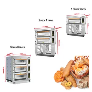 High quality Stainless Steel Gas bread baking oven/ temperature control 2 decks 4 trays baking ovens for bread