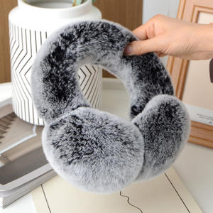 Orejeras de invierno de piel para mujer, piel de conejo Rex suave de doble cara, a la moda de piel gruesa cubierta de oreja, cálida y elegante - Product Image 4