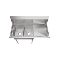 Évier de cuisine en acier inoxydable 304 316 à prix d'usine pour restaurant, plan de travail commercial, extérieur, école, évier à 3 compartiments avec table