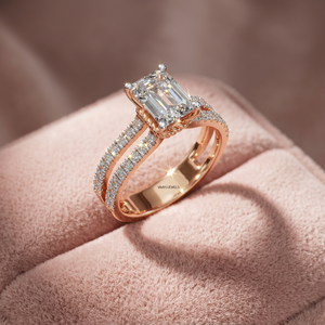 Anillo de Compromiso con Diamante Corte Esmeralda, Chapado en Rodio, Clásico, Certificado por IGI, Regalo para Mujer, Oro 10K 14K 18K, Plata 925 935 - Product Image 1