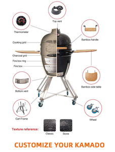 Parrilla de Barbacoa de Cerámica Kamado de Carbón Vegetal Grande Verde con Asador de 12, 13, 23, 24, 26, 29 Pulgadas del Fabricante 1BBQ2420 - Product Image 5