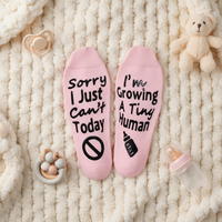 Chaussettes mignonnes pour jeunes mamans, chaussettes de grossesse antidérapantes en coton imprimé pour la fête des mères et les baby showers