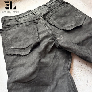 Pantalones Vaqueros LARSUR Personalizados, Lavado Desgastado, con Revestimiento Encerado, Corte Acampanado, Rotos, Estilo Urbano, Estampados, Corte Bootcut <span class=keywords><strong>para</strong></span> <span class=keywords><strong>Hombre</strong></span> - Product Image 4