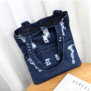 Bolso de Hombro de Mezclilla a la Moda, Bolso de Mano de Gran Capacidad, Diseño Especial, Bolso Tote de Jeans para Mujer - Product Image 2