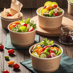 Tazón de Papel Kraft Personalizado de Grado Alimenticio, Ecológico y Desechable de 500 ml para Ensaladas - Product Image 3