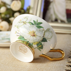 Tasses à thé en <span class=keywords><strong>porcelaine</strong></span> fine avec soucoupe et cuillère, tasses à café en céramique à motif floral - Product Image 4