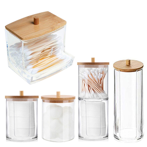 Almohadillas de algodón multifunción para maquillaje, caja de almacenamiento de hisopo, caja organizadora de cosméticos con cubierta de Bambú - Product Image 4