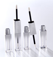 Tube de brillant à lèvres carré à double extrémité AS plastique PETG CASE emballage de maquillage Logo personnalisé Labial Luxurious Lipgloss Lipstick Tube