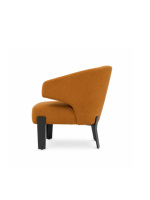 Fauteuil d'appoint moderne en tissu orange avec pieds en métal noir, fauteuil confortable pour salon et chambre à coucher