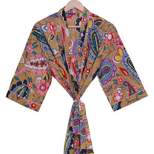 Robe Kimono en Coton Faite à la Main pour Femme, Style Ample à Imprimé Indien, Peignoir de Bain pour la Saison Printanière - Prix de Gros - Product Image 2