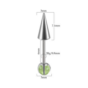 Colgante de cuentas de acero inoxidable multicolor, barra recta, perno para hueso del oído con cono puntiagudo, Piercing para trago a la moda, joyería para el cuerpo - Product Image 6