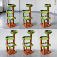 Arbre à chat de luxe 113 cm à 4 niveaux vert, tour à chat moderne avec capsule spatiale transparente, montage facile, sûr pour les chats