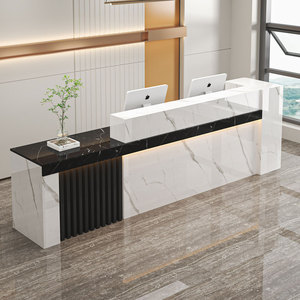 High End Fiberglass Reception Desk Bespoke Curved Front Desk for Hotel Office Shopping Mall - Product Image 2