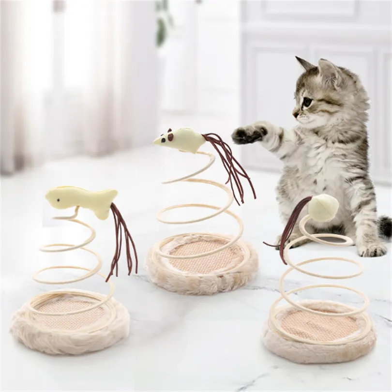 Игрушки для кошек, спиральная стальная проволока, пружинная Интерактивная плюшевая мышь, шарик, рыбная конопля, вертушки, игрушки для кошек, забавная кошачья палочка