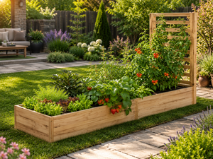Grande jardinière en bois avec lit de jardin surélevé en treillis <span class=keywords><strong>pour</strong></span> la maison Pots de fleurs et jardinières - Product Image 2