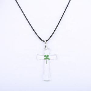 Envío rápido, collar verde al por menor, collar con colgante de resina de trébol de cuatro hojas de la suerte - Product Image 6