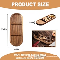 Plateau jetable pour tasses à café en bois d'acacia avec assiette pour petit déjeuner thé au lait de soja et thé de l'après-midi usage domestique