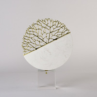 Art moderne décoration de la maison meuble TV lumineux de luxe à la mode marbre artisanat argent arbre ornement pour bureau objets décoratifs