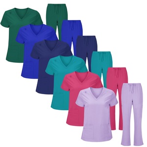 Women V-Neck <b>Scrub</b> Set Moisture Wicking Split Uniforms For Hospital Work Wear Size S XXL - Product Image 1