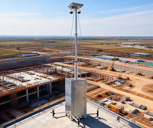 Tour de vidéosurveillance mobile pour le marché européen, pour la sécurité des chantiers, transportable par chariot élévateur, panneau solaire en option - Product Image 2