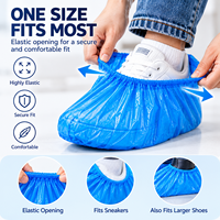 Surchaussures jetables en plastique bleues, imperméables, avec bord élastique, pour le nettoyage, l'hôpital, le laboratoire, la maison, le bureau