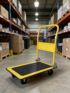 Troli Gudang Industri Lipat Platform Roda Empat Baja Tahan Karat Gerobak Pengangkut OEM Harga Murah 150kg/300kg - Product Image 1