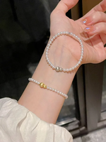 Bracelet en argent massif 925 certifié avec perles d'eau douce, bracelet à breloques en or pour femme, bijoux superposés pour le quotidien