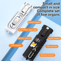 Kit creativo de accesorios multifuncionales para teléfono móvil, lector de cable de datos 6 en 1, almacenamiento tipo C, caja portátil de carga rápida 3A