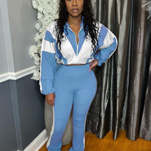 Setelan Kasual Wanita Tanpa Kerah Bahan Polyester Model Terbaru 2026, <span class=keywords><strong>2</strong></span> Potong, Panjang, Set Utama - Product Image 2