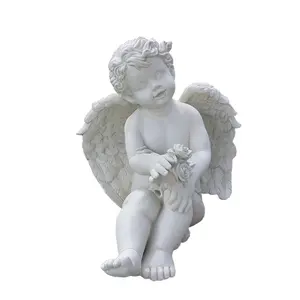 Estatuas de jardín para niños, de resina de ángel pequeño juguete, personalizado, Europa, artesanal, blanco