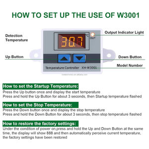 XH-W3001 kỹ thuật số <span class=keywords><strong>Led</strong></span> điều khiển nhiệt độ mô-đun kỹ thuật số nhiệt chuyển đổi với không thấm nước thăm dò lập trình sưởi ấm làm mát - Product Image 6